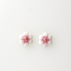 Mino Ware Ceramic Earrings - Small Flower Series (White Plum)