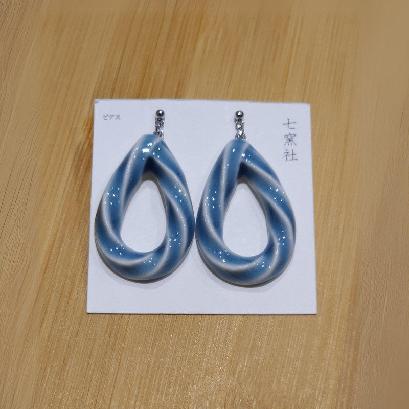 Mino Ware Ceramic Earrings - Drop (Soda)