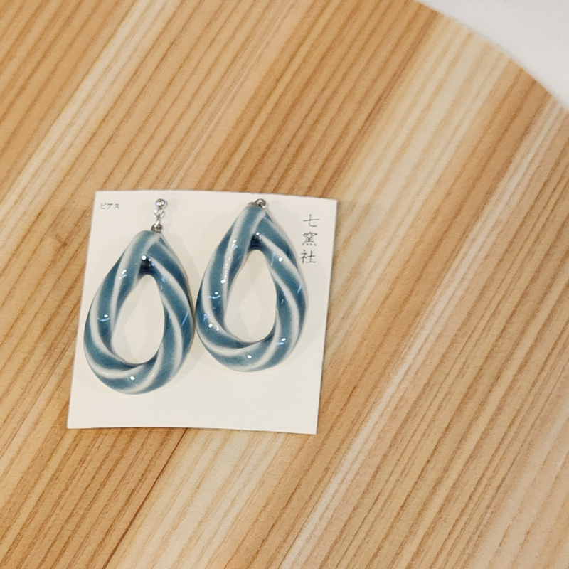 Mino Ware Ceramic Earrings - Drop (Soda)