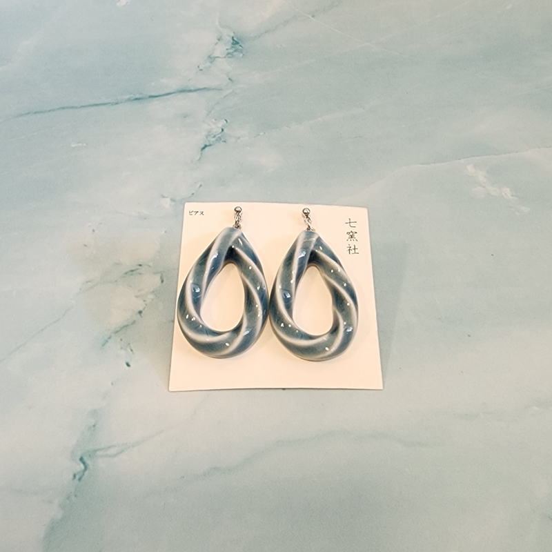 Mino Ware Ceramic Earrings - Drop (Soda)