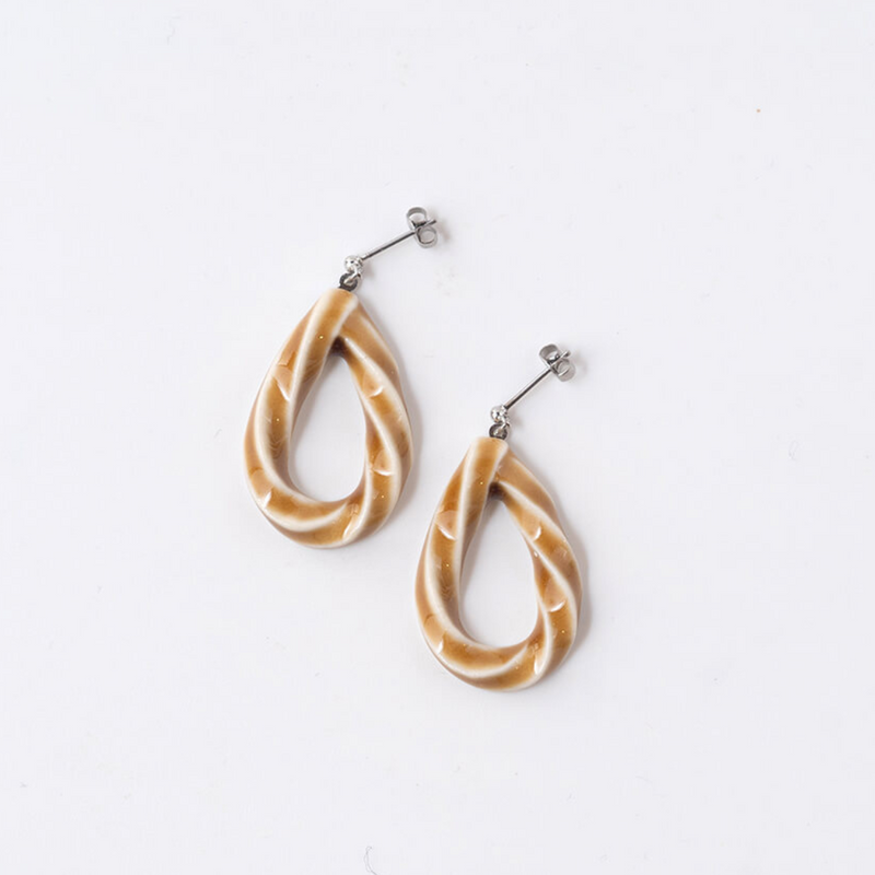 Mino Ware Ceramic Earrings - Drop (Soda)