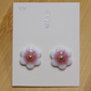 Mino Ware Ceramic Earrings - Small Flower Series (White Plum)