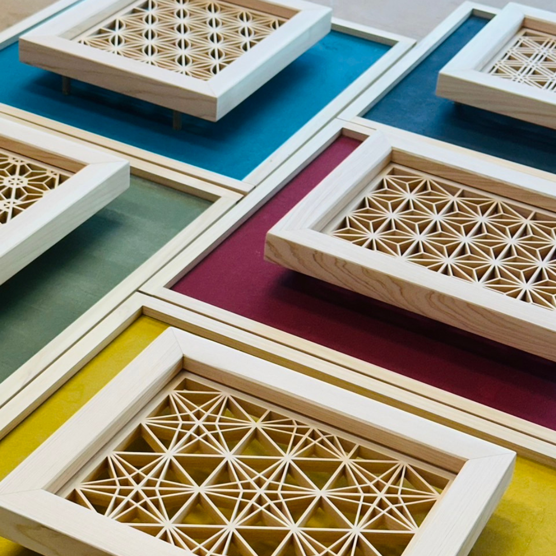 組子細工 木製 アートパネル 約59cm x 56cm 組子細工 木製 アート 組子細工 木製 アートパネル 約59cm x 56cm 組子細工 木製 アート